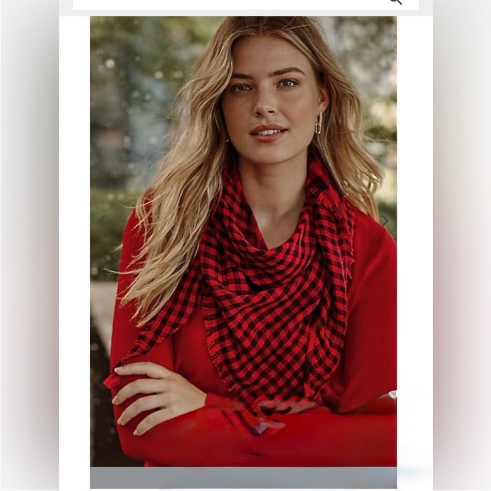 Jjill Double Faced Plaid Scarf in Red and Black WORN ONCE